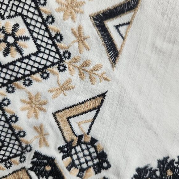 Anthropologie Pilcro Skirt Womens 8 Denim Floral Aztec Embroidered Boho Mini - Picture 6 of 6